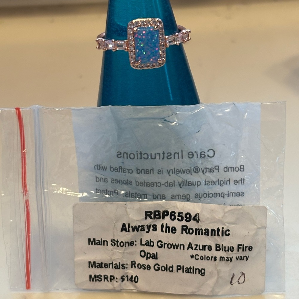 Azure Blue Fire Opal Ring